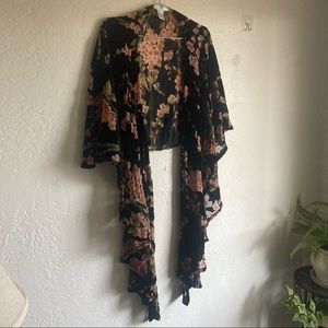 Betsey Johnson Black Floral Velvet Shawl